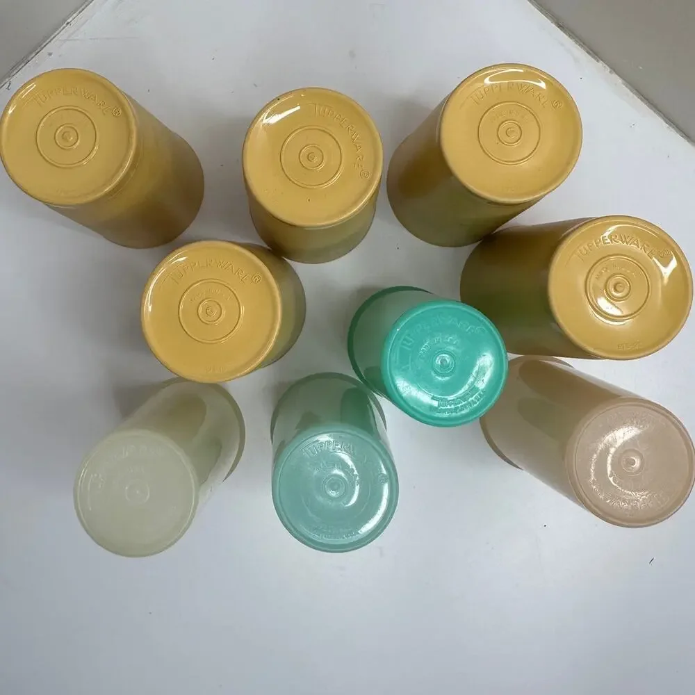 Vintage Tupperware Lot of 9 Tumblers Drinking Cups Patel & Harvest Gold